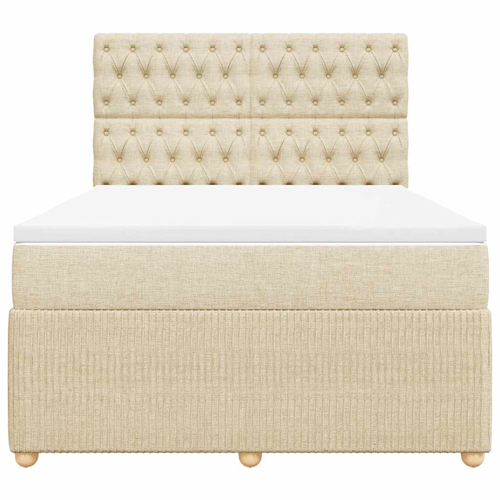 vidaXL Boxspring met matras stof crèmekleurig 140x190 cm, foto 4