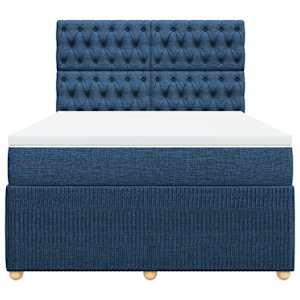 Box spring postel s matrací modrá 140x190 cm textil - obrázek 4