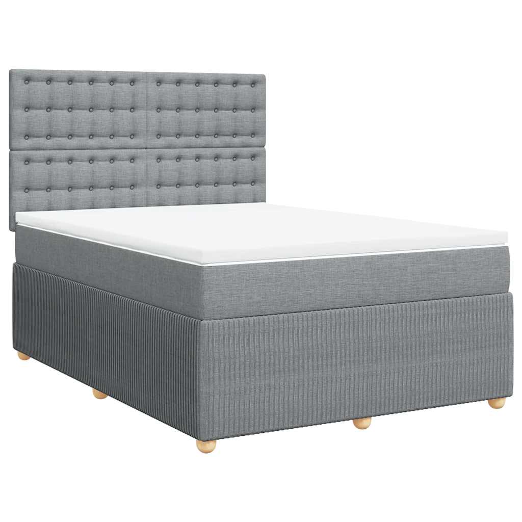 vidaXL Box spring postel s matrací světle šedá 140 x 190 cm textil