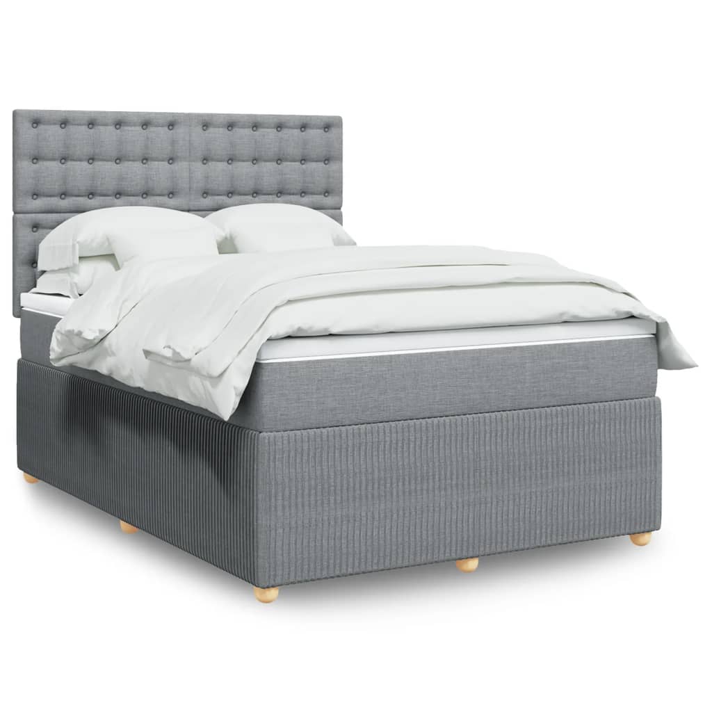 Boxspringbett mit Matratze Hellgrau 140×190 cm Stoff