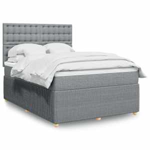 Box spring postel s matrací světle šedá 140 x 190 cm textil - obrázek 1