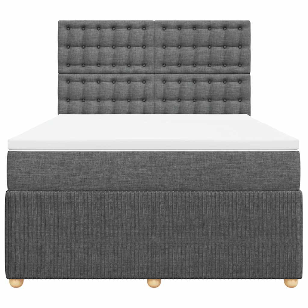 vidaXL Boxspring met matras stof donkergrijs 140x190 cm grijs, foto 4