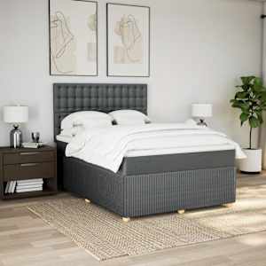 Box spring postel s matrací tmavě šedý 140 x 190 cm textil - obrázek 3