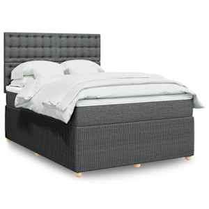 Box spring postel s matrací tmavě šedý 140 x 190 cm textil - obrázek 1