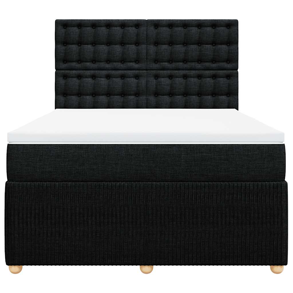vidaXL Boxspring met matras stof zwart 140x190 cm, foto 4