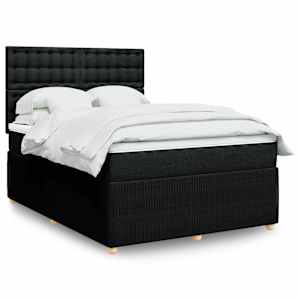 Box spring postel s matrací černá 140 x 190 cm textil - obrázek 1