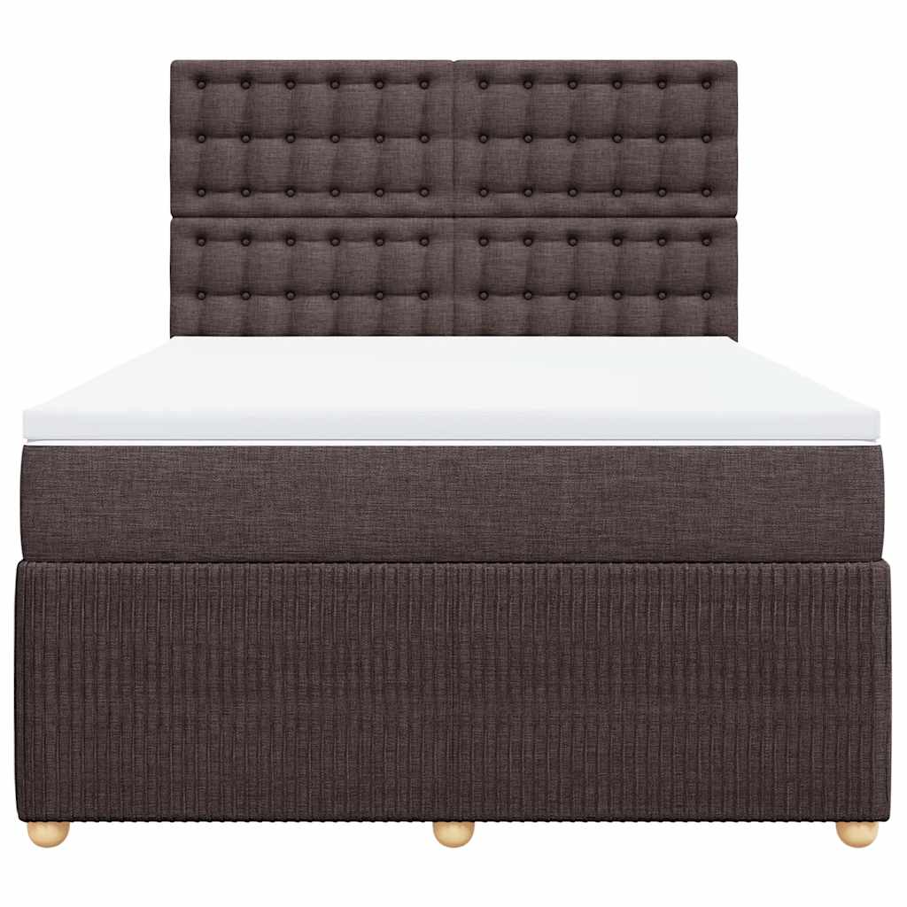 vidaXL Boxspring met matras stof donkerbruin 140x190 cm bruin, foto 4