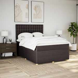 Box spring postel s matrací tmavě hnědá 140x190 cm textil - obrázek 3