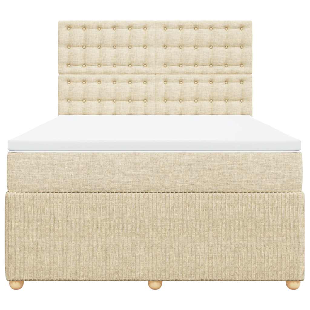 vidaXL Boxspring met matras stof crèmekleurig 140x190 cm, foto 4