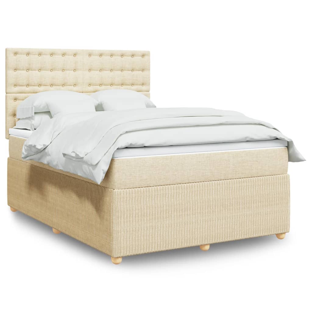 Boxspringbett mit Matratze Creme 140×190 cm Stoff