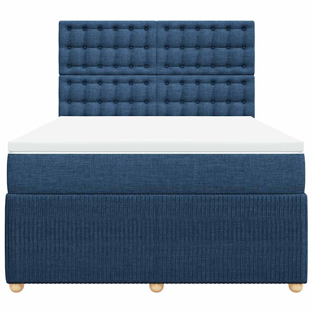 vidaXL Boxspring met matras stof blauw 140x190 cm, foto 4