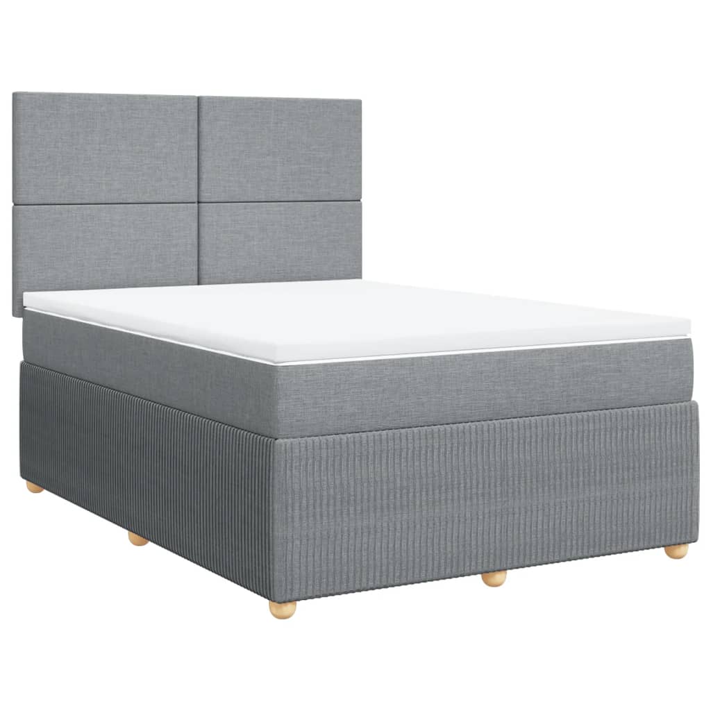 vidaXL Box spring postelja z vzmetnico svetlo siva 140x200 cm blago