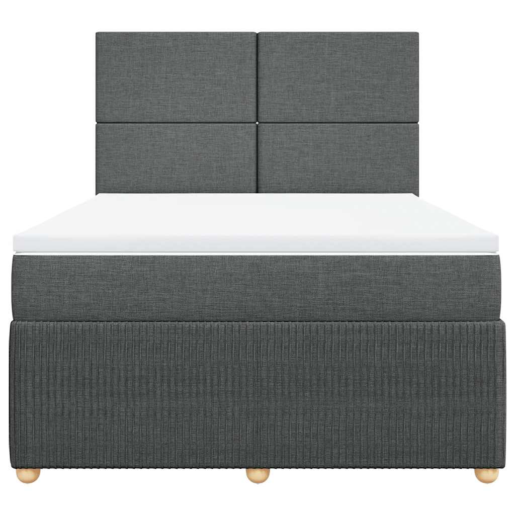vidaXL Boxspring met matras stof donkergrijs 140x200 cm grijs, foto 4