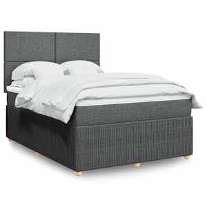 Box spring postelja z vzmetnico temno siva 140x200 cm blago