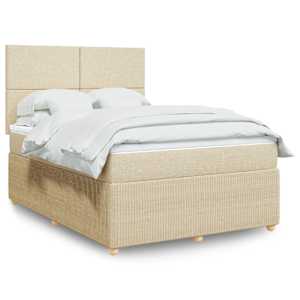 Box spring postelja z vzmetnico krem 140x200 cm blago