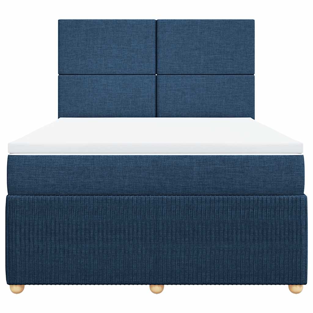 vidaXL Boxspring met matras stof blauw 140x200 cm, foto 4