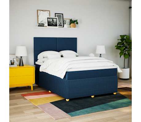 vidaXL Posteľn&yacute; r&aacute;m boxspring s matracom modr&yacute; 140x200 cm l&aacute;tka