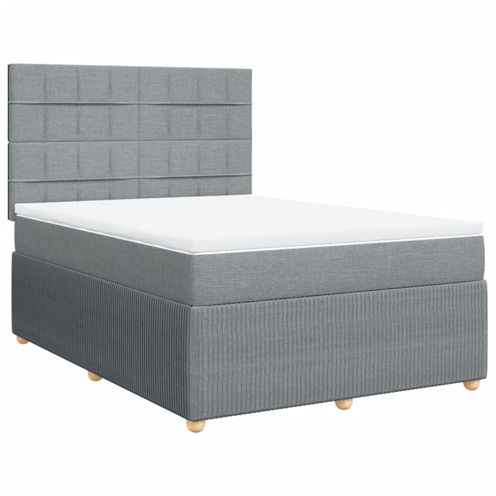 vidaXL Box spring postelja z vzmetnico svetlo siva 140x200 cm blago