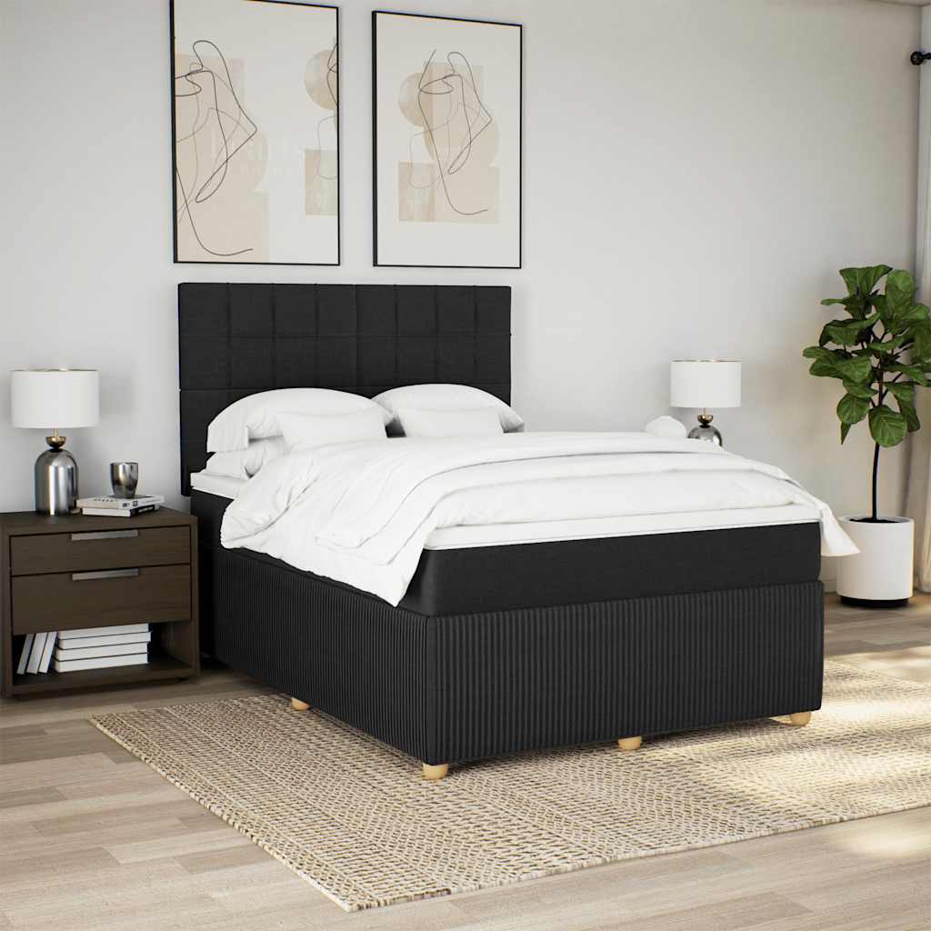 vidaXL Boxspring met matras stof zwart 140x200 cm afbeelding
