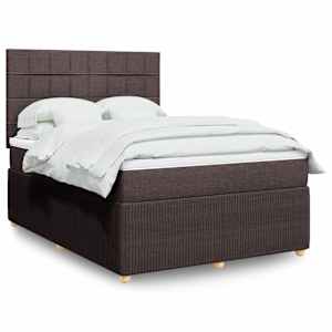 Box spring postelja z vzmetnico temno rjava 140x200 cm blago