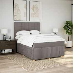 vidaXL Pat continental cu saltea gri taupe 140x200 cm material textil