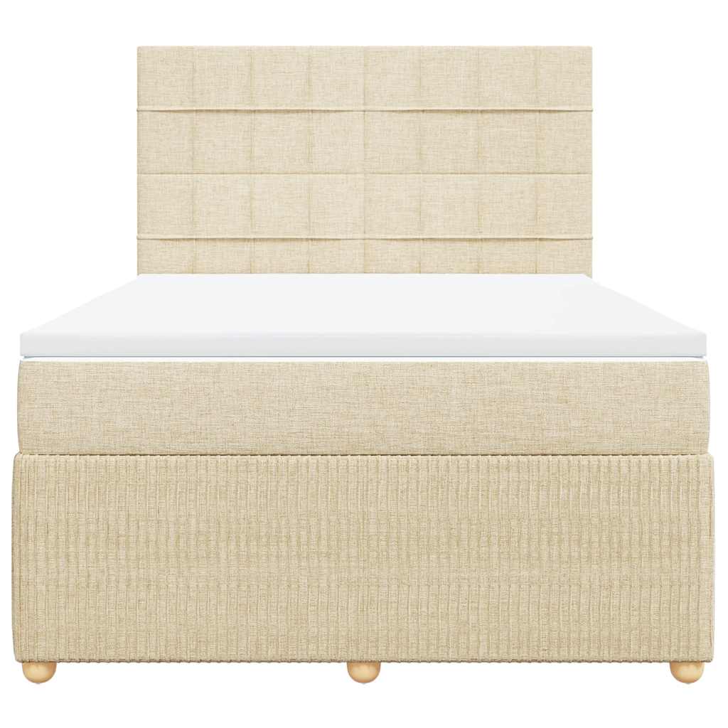 vidaXL Boxspring met matras stof crèmekleurig 140x200 cm, foto 4