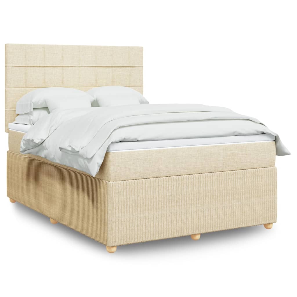 Boxspringbett mit Matratze Creme 140×200 cm Stoff