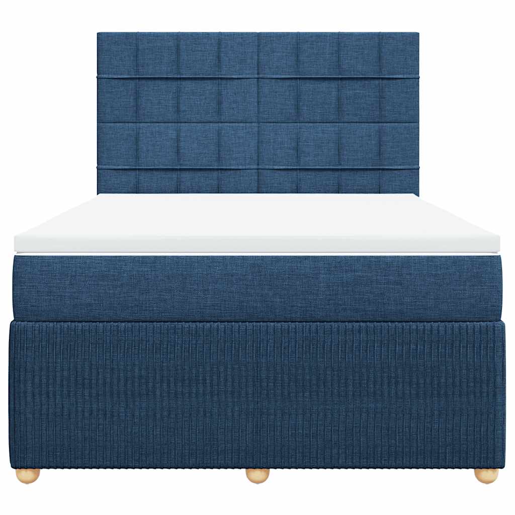 vidaXL Boxspring met matras stof blauw 140x200 cm, foto 4