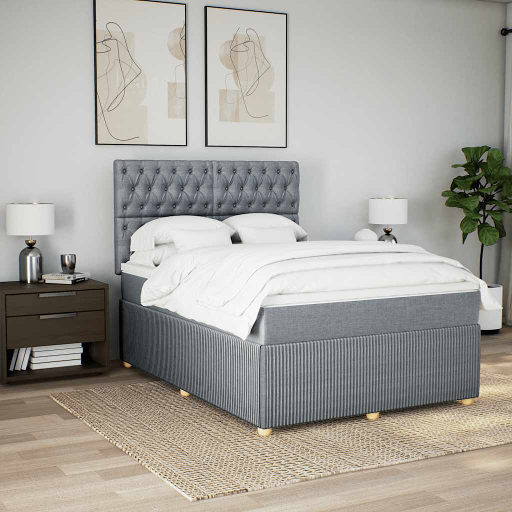 Thumbnail - vidaXL Boxspringbett mit Matratze Hellgrau 140x200 cm Stoff