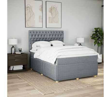 vidaXL Pat continental, gri deschis, 140x200 cm, material textil