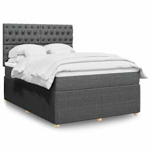 Box spring postelja z vzmetnico temno siva 140x200 cm blago