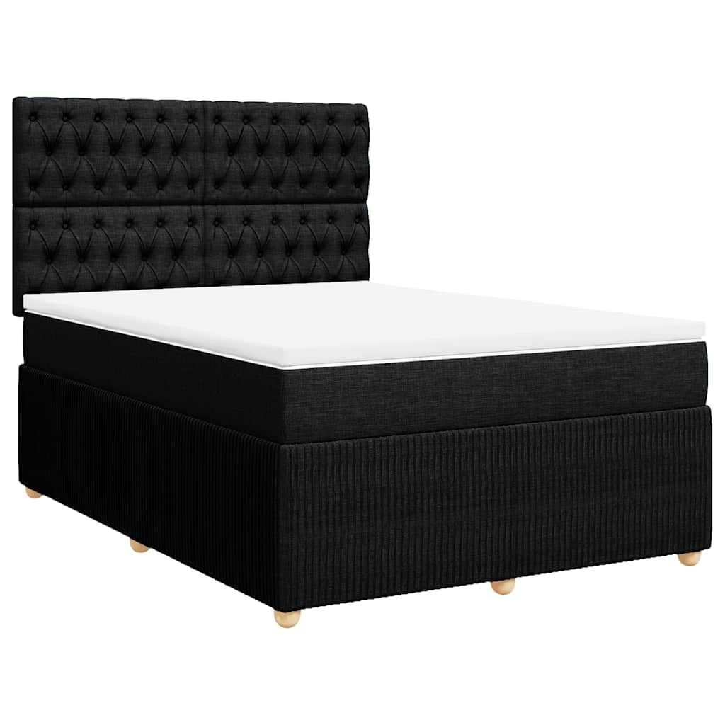 vidaXL Boxspring met matras stof zwart 140x200 cm, foto 3
