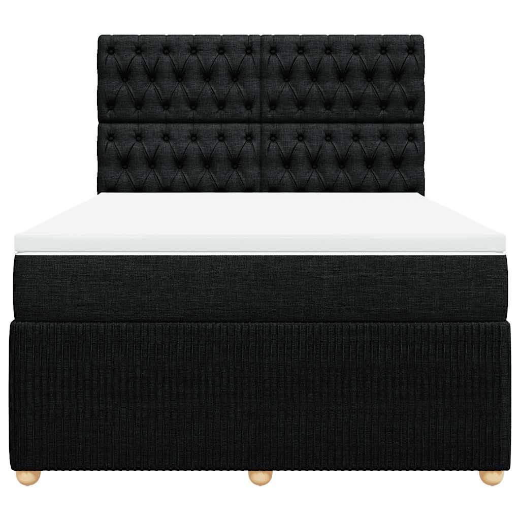 vidaXL Boxspring met matras stof zwart 140x200 cm, foto 4