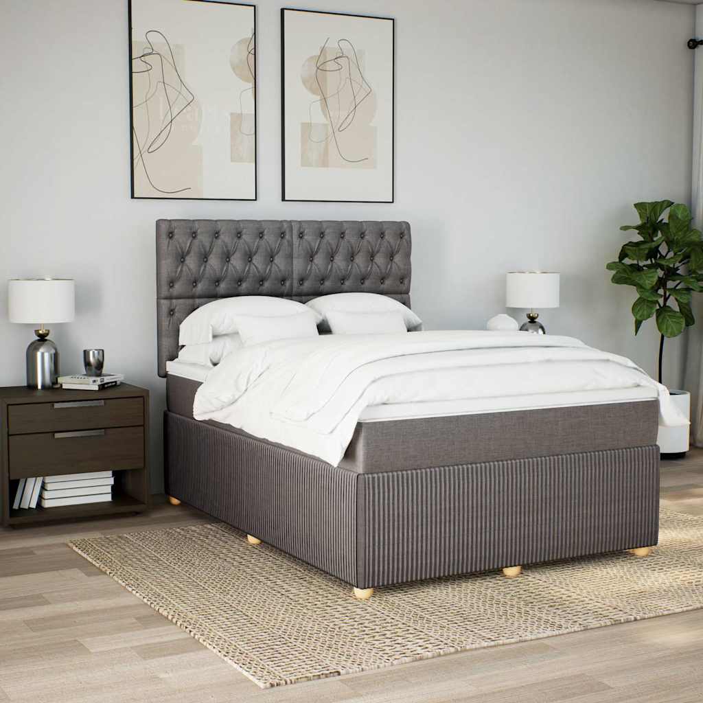vidaXL Boxspring met matras stof taupe 140x200 cm, foto 2