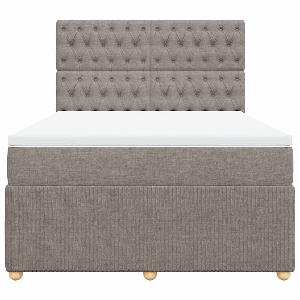 vidaXL Boxspring met matras stof taupe 140x200 cm, foto 4