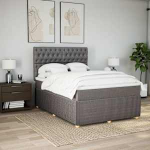 vidaXL Boxspringbett mit Matratze Taupe 140x200 cm Stoff