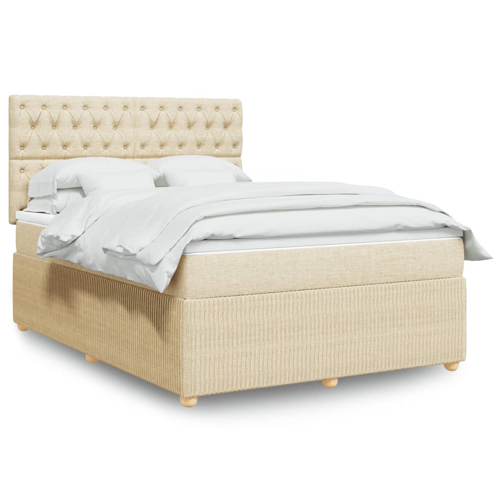 Boxspringbett mit Matratze Creme 140×200 cm Stoff