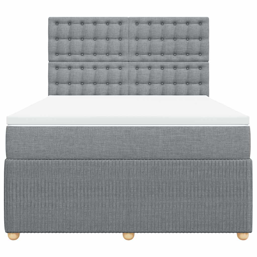 vidaXL Boxspring met matras stof lichtgrijs 140x200 cm grijs, foto 4