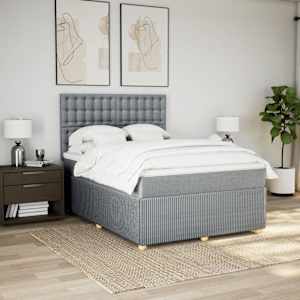 vidaXL Pat continental, gri deschis, 140x200 cm, material textil