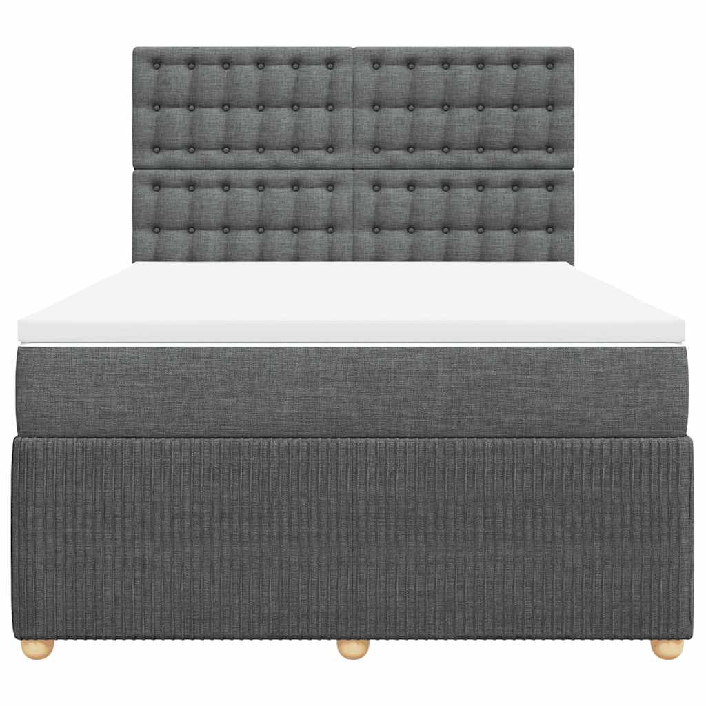 vidaXL Boxspring met matras stof donkergrijs 140x200 cm grijs, foto 4