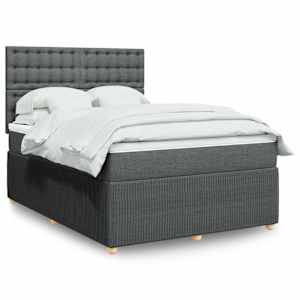 Box spring postelja z vzmetnico temno siva 140x200 cm blago