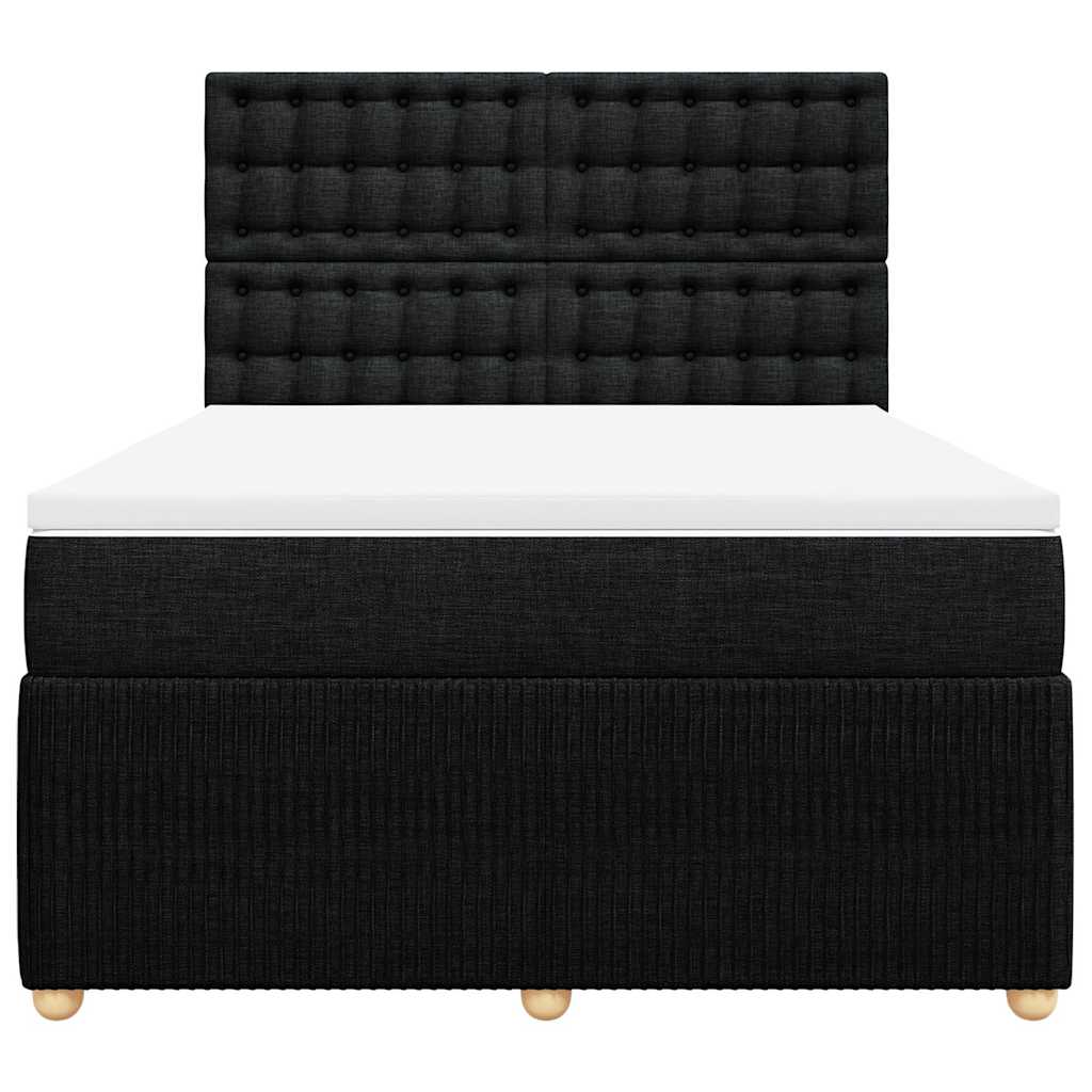 vidaXL Boxspring met matras stof zwart 140x200 cm, foto 4