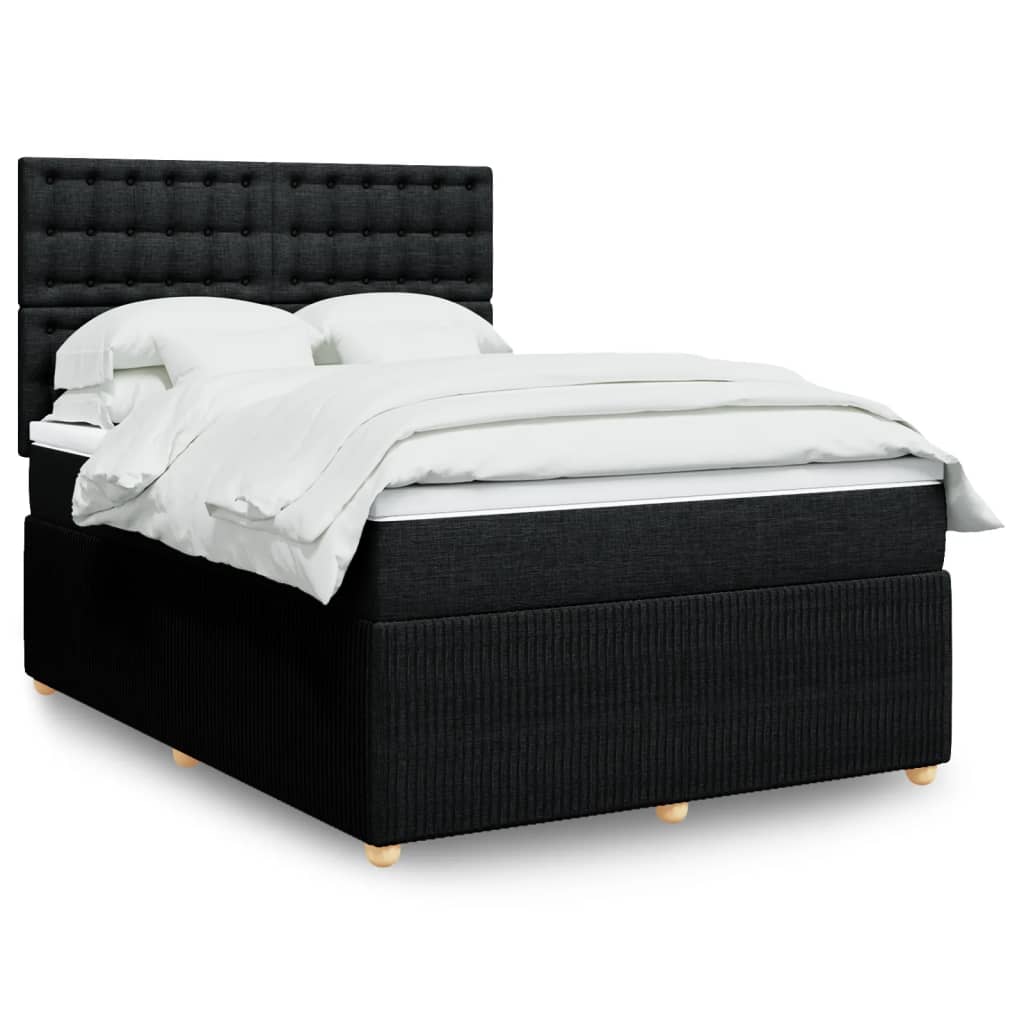 vidaXL Boxspringbett mit Matratze Schwarz 140x200 cm Stoff