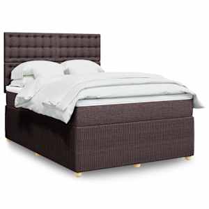 Box spring postelja z vzmetnico temno rjava 140x200 cm blago