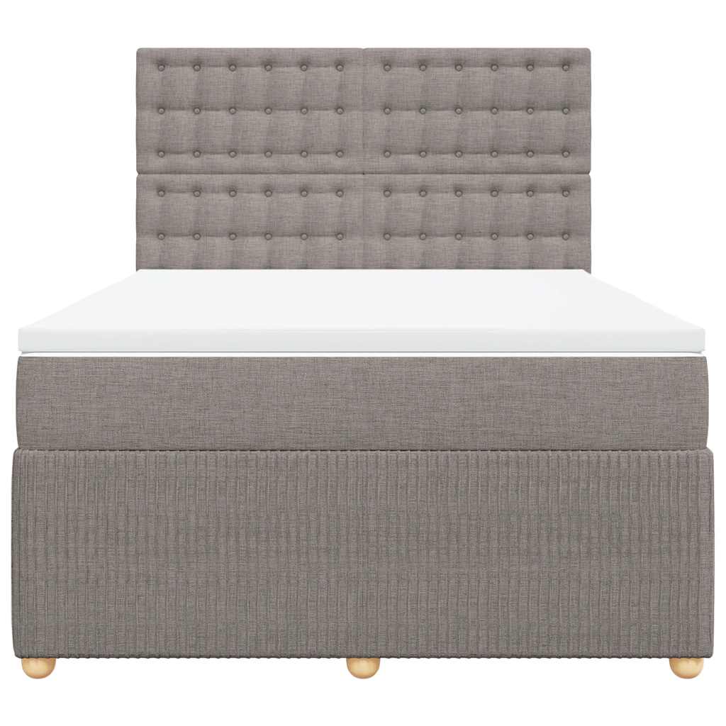 vidaXL Boxspring met matras stof taupe 140x200 cm, foto 4