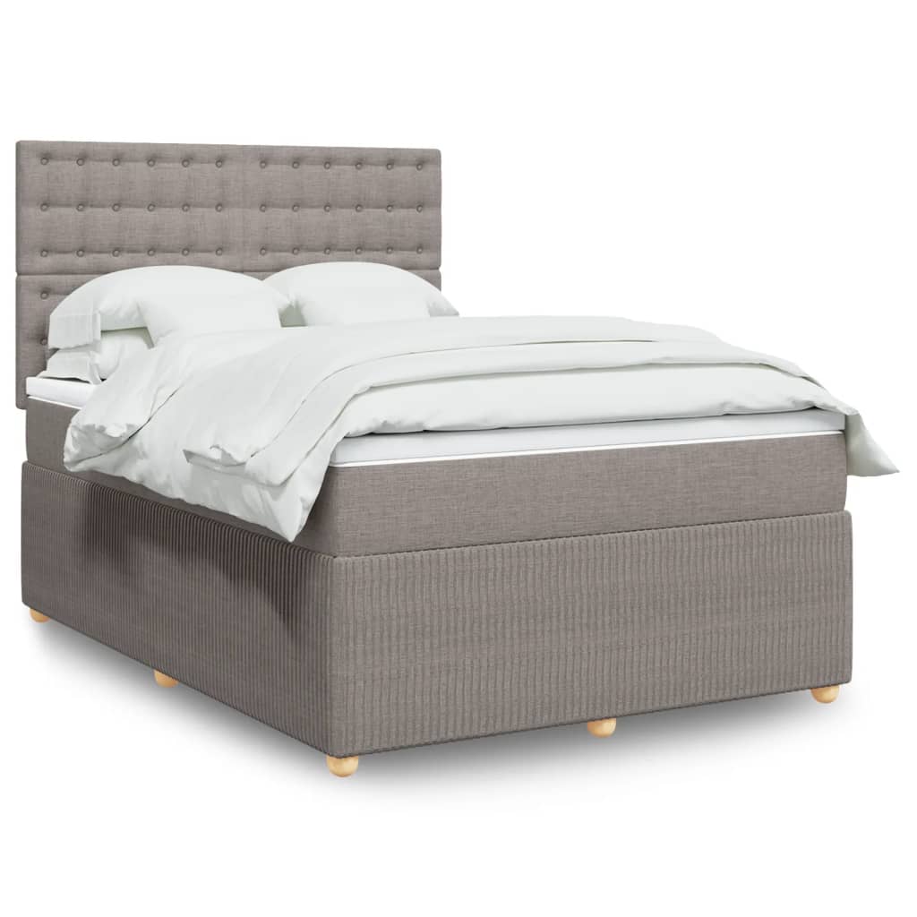 vidaXL Boxspringbett mit Matratze Taupe 140x200 cm Stoff