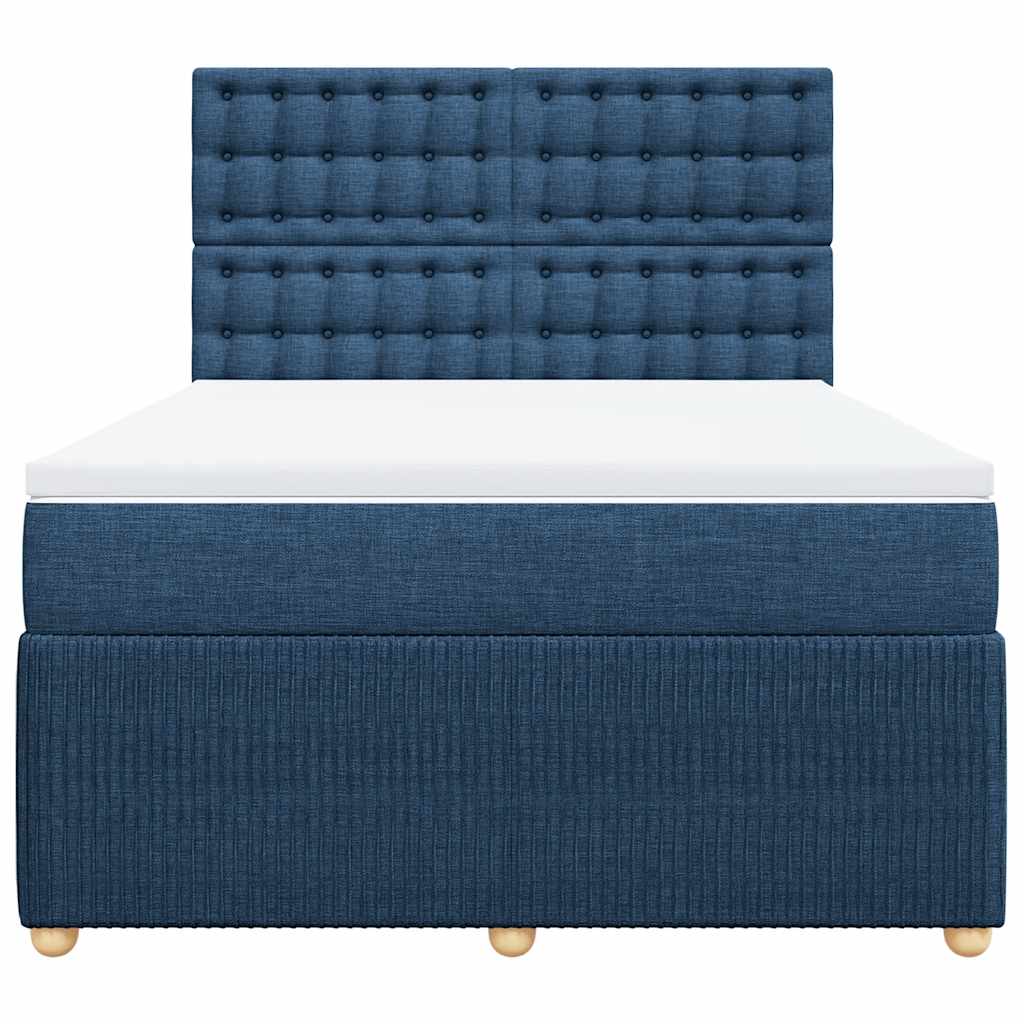 vidaXL Boxspring met matras stof blauw 140x200 cm, foto 4