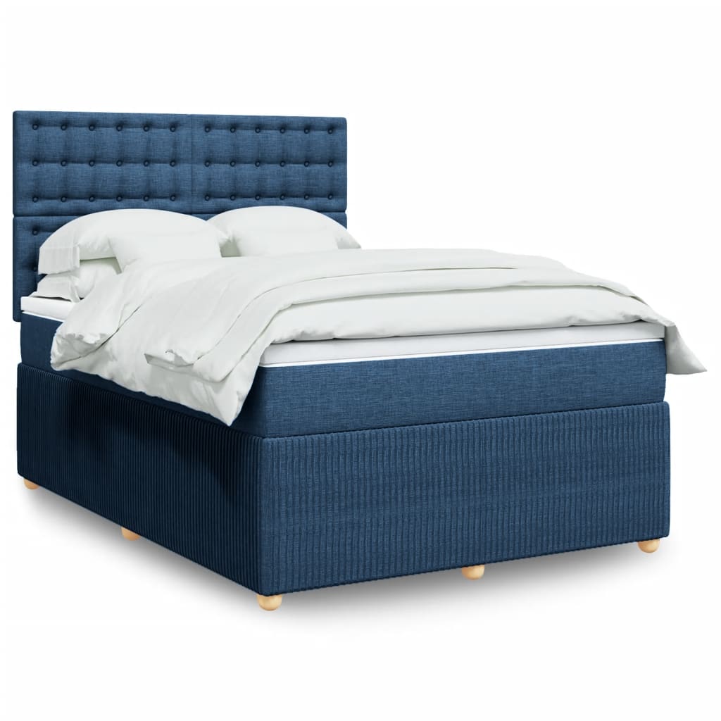 Boxspringbett mit Matratze Blau 140×200 cm Stoff