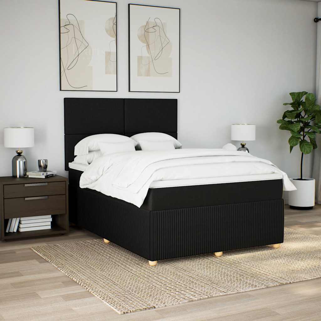 vidaXL Boxspring met matras stof donkergrijs 160x200 cm afbeelding