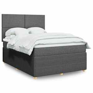 Box spring postelja z vzmetnico temno siva 160x200 cm blago